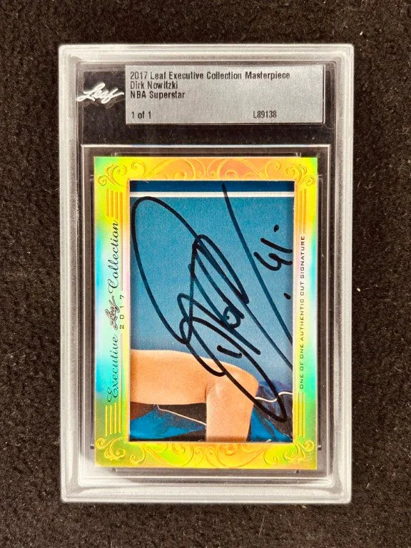 Dirk Nowitzki 2017 Leaf Masterpiece Cut Signature certified signed card 1/1 JSA Mavericks - AutographsForSale.com