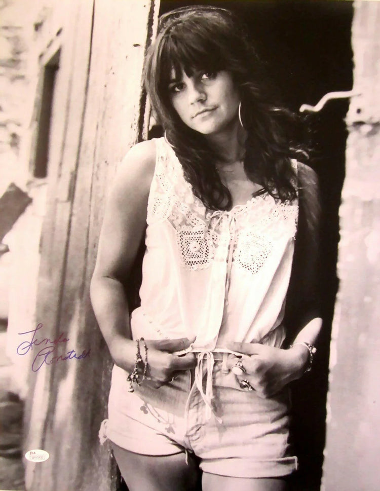 Linda Ronstadt signed 16x20 vintage B&W photo JSA - AutographsForSale.com