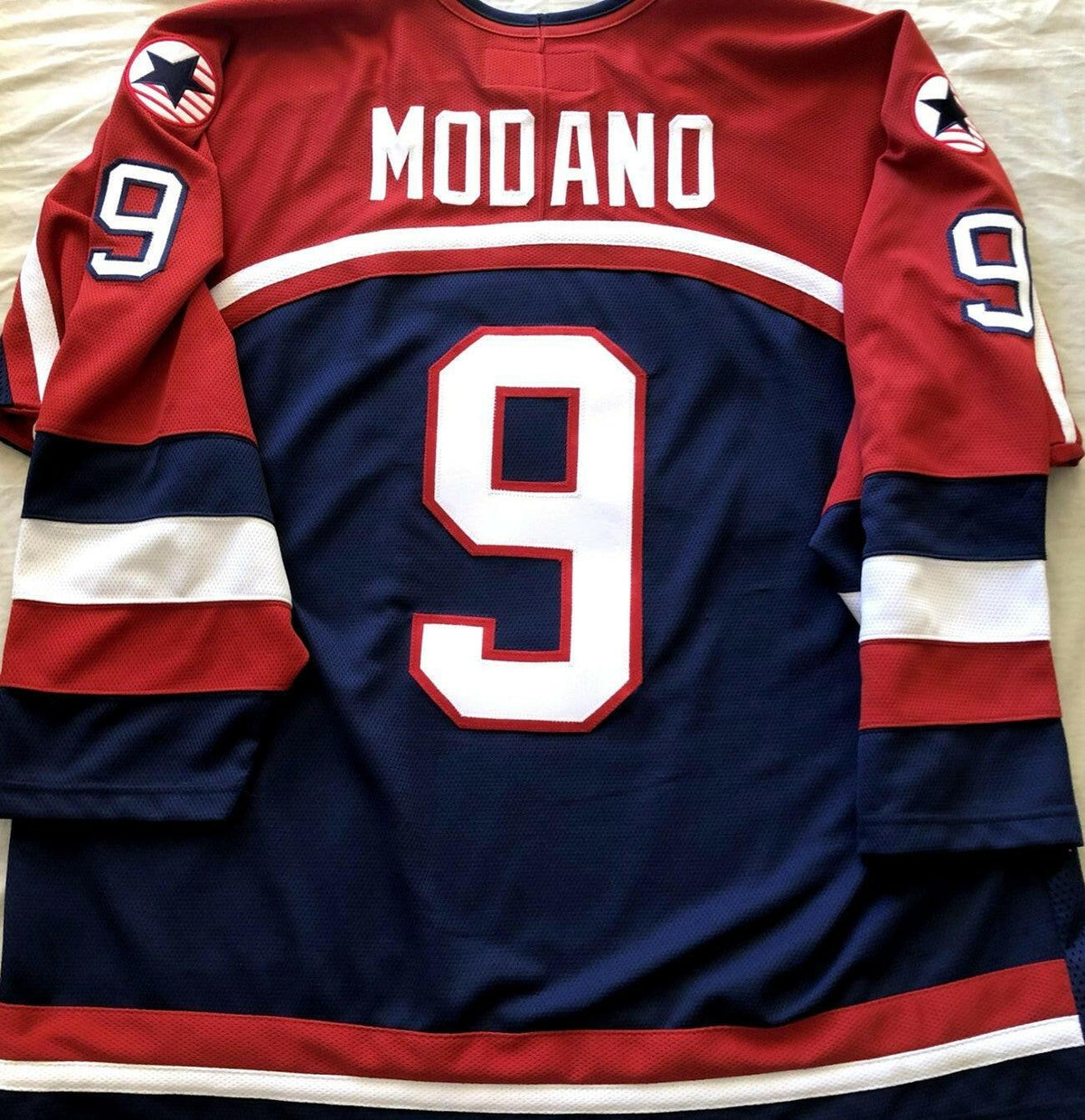 Mike Modano 2002 USA Olympic hockey team blue Nike jersey - AutographsForSale.com