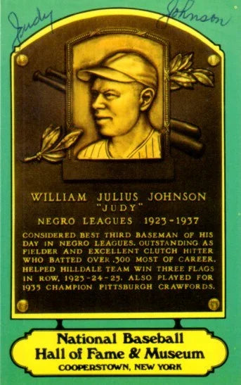 Judy Johnson signed 1979 Baseball Hall of Fame green plaque postcard JSA - AutographsForSale.com
