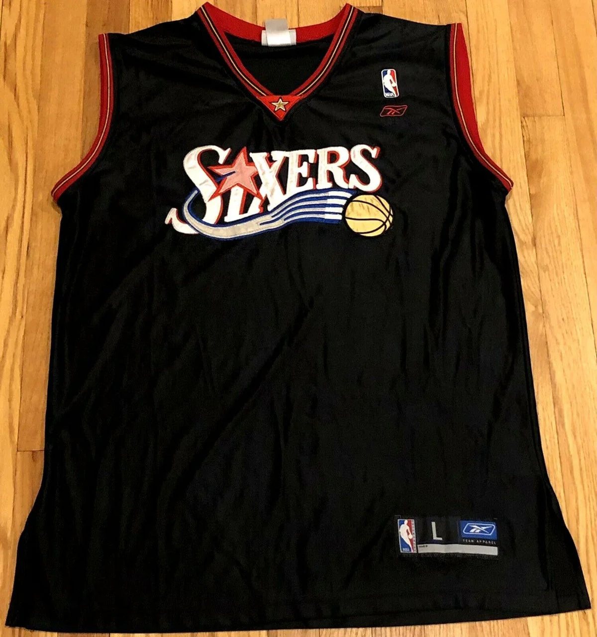 Philadelphia 76ers 2002 2003 2004 2005 authentic Reebok black blank jersey worn - AutographsForSale.com