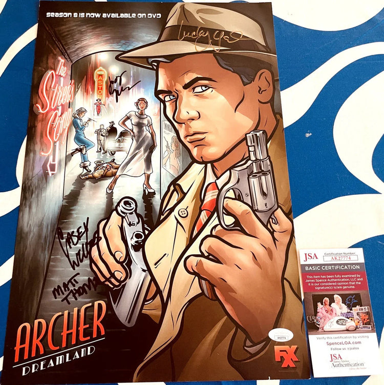 Archer Cast autographed 2017 Comic-Con poster Judy Greer Lucky Yates JSA - AutographsForSale.com