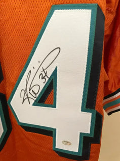 Ricky Williams signed Dolphins Reebok game model orange jersey SCHWARTZ - AutographsForSale.com