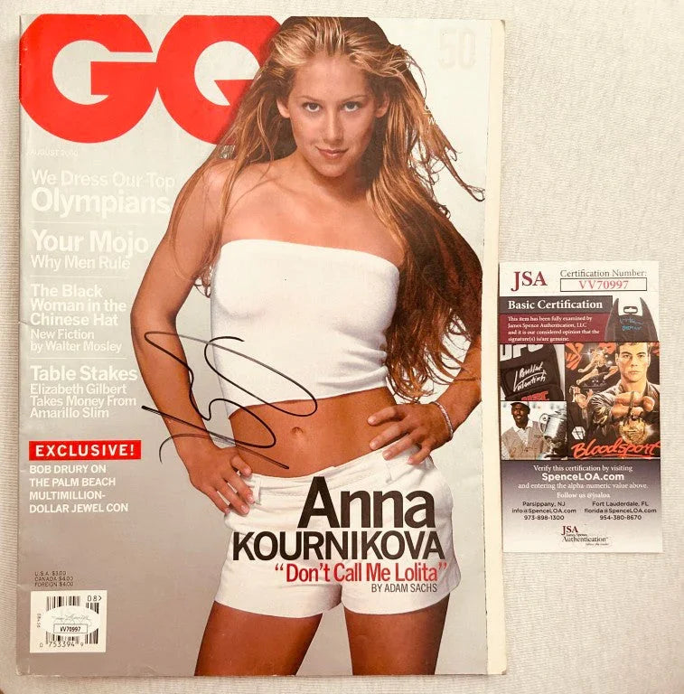 Anna Kournikova signed 2000 GQ magazine with sexy cover JSA - AutographsForSale.com