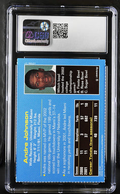 Andre Johnson Miami Hurricanes 2002 SI for Kids RC CSG 9.5 MT+ - AutographsForSale.com