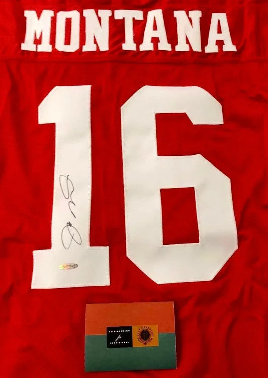 Joe Montana signed SF 49ers Wilson game model red jersey UDA - AutographsForSale.com
