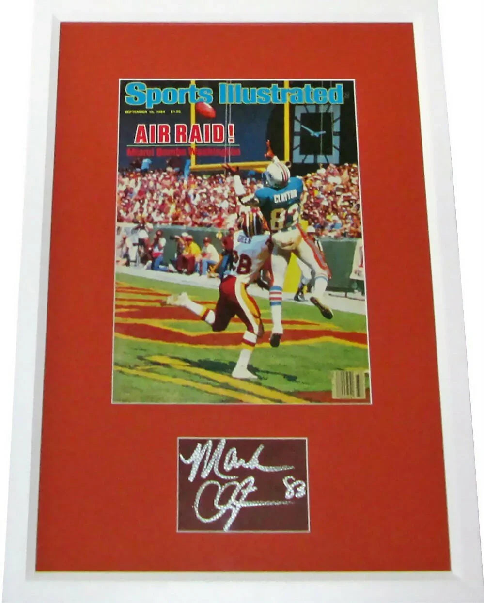 Mark Clayton signed Football Skin framed Dolphins 1984 Sports Illustrated cover JSA - AutographsForSale.com