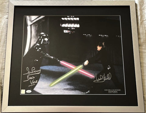 Mark Hamill & Dave Prowse Signed Star Wars Return of the Jedi 16x20 Movie Poster Framed JSA - AutographsForSale.com