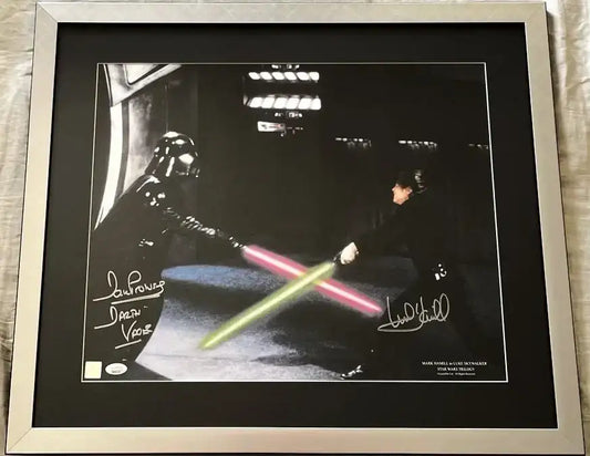 Mark Hamill & Dave Prowse Signed Star Wars Return of the Jedi 16x20 Movie Poster Framed JSA - AutographsForSale.com