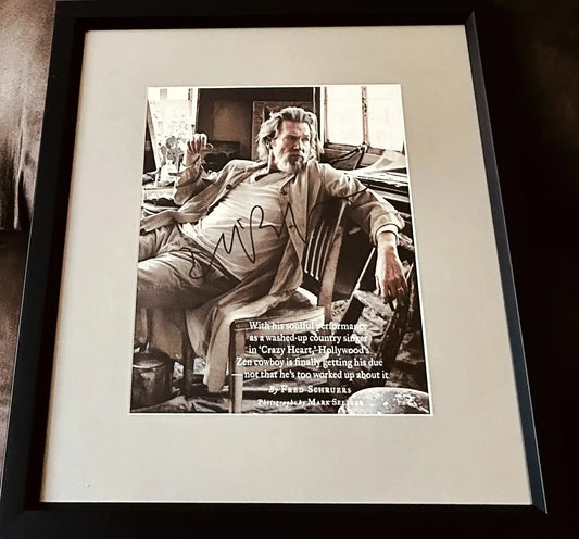 Jeff Bridges signed 8x10 magazine photo custom framed JSA - AutographsForSale.com