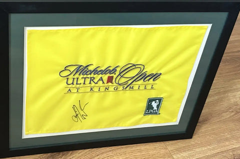 Karrie Webb signed 2006 LPGA Michelob Ultra Open Kingsmill golf flag framed - AutographsForSale.com