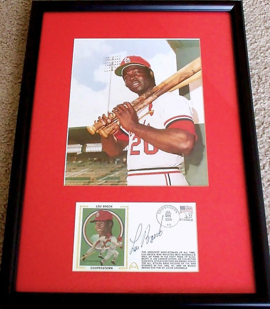 Lou Brock signed St Louis Cardinals HOF cachet framed 8x10 photo JSA - AutographsForSale.com