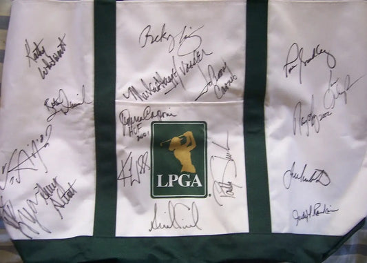 LPGA golf bag signed by 17 greats JSA Nancy Lopez Lorena Ochoa Annika Sorenstam - AutographsForSale.com