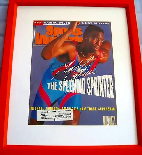 Michael Johnson signed 1991 SI cover custom framed JSA - AutographsForSale.com