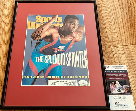 Michael Johnson signed 1991 Sports Illustrated cover framed JSA - AutographsForSale.com