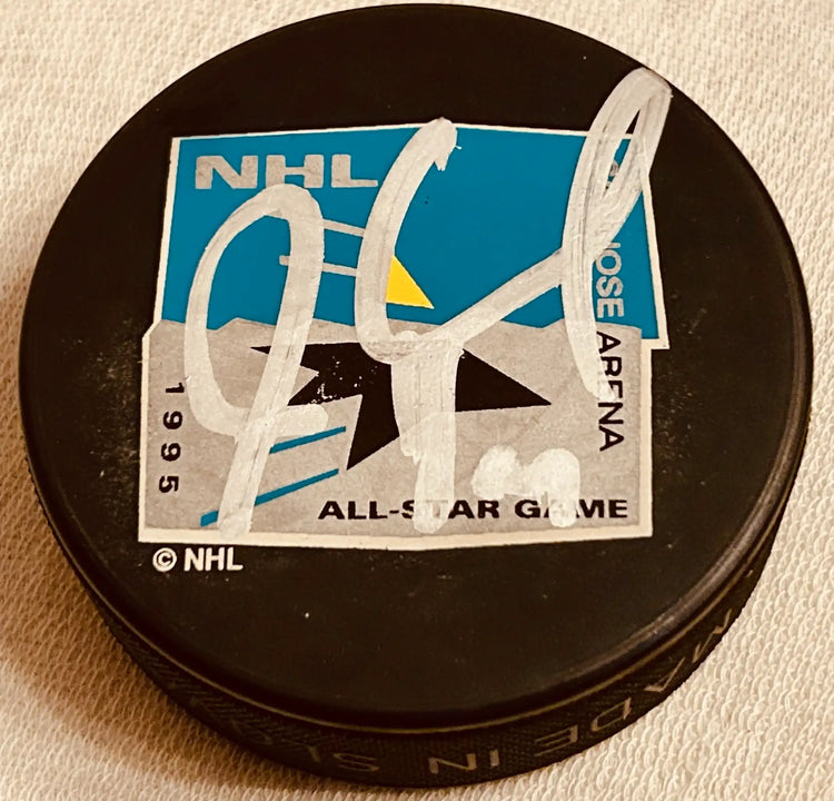 Jeremy Roenick autographed 1995 NHL All-Star puck JSA Blackhawks - AutographsForSale.com