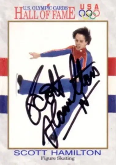 Scott Hamilton signed 1991 USA Olympic Hall of Fame figure skating card - AutographsForSale.com