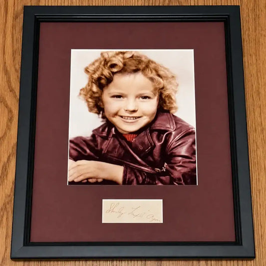 Framed Shirley Temple photo with authentic autograph, vintage Hollywood memorabilia