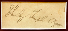 Shirley Temple autograph on aged paper, framed vintage signature collectible