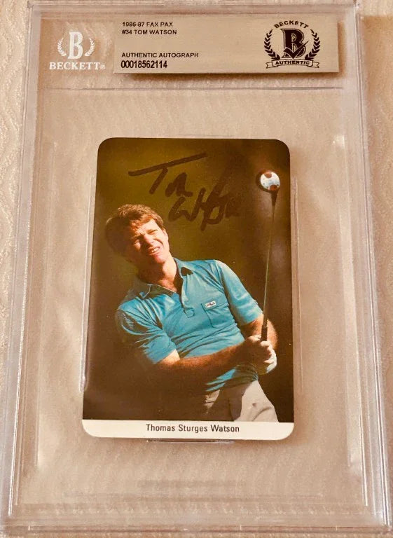 Tom Watson autographed 1987 Fax Pax golf card BAS slabbed - AutographsForSale.com