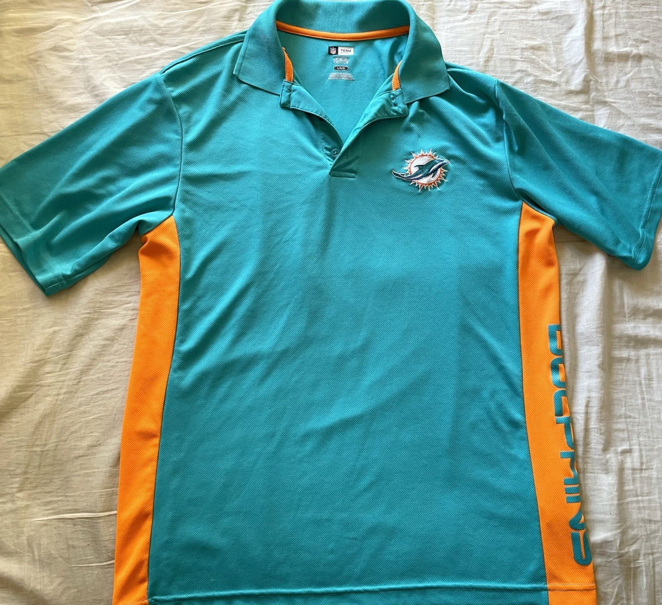 Miami Dolphins NFL Team Apparel TX3 Cool aqua golf or polo shirt LIKE NEW