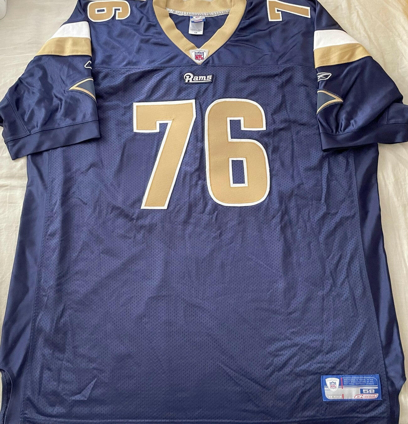 Orlando Pace St. Louis Rams 2002 to 2008 Reebok GAME MODEL navy blue j