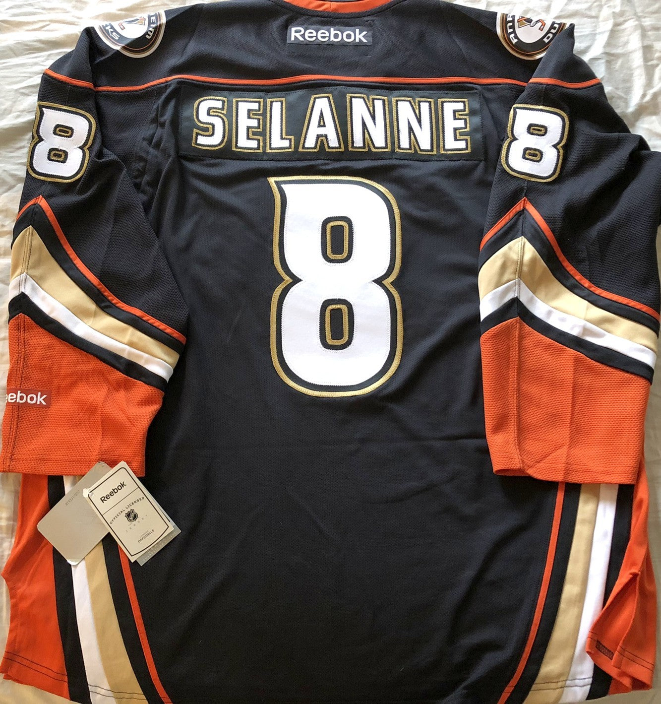 Teemu Selanne Anaheim Ducks authentic Reebok 2014 black last season stitched jersey NEW