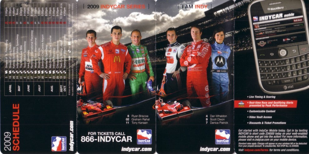 2009 Indy Racing League (IRL) pocket schedule (Scott Dixon Danica Patrick Dan Wheldon)