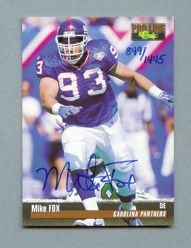 Mike Fox certified autograph New York Giants 1995 Pro Line card