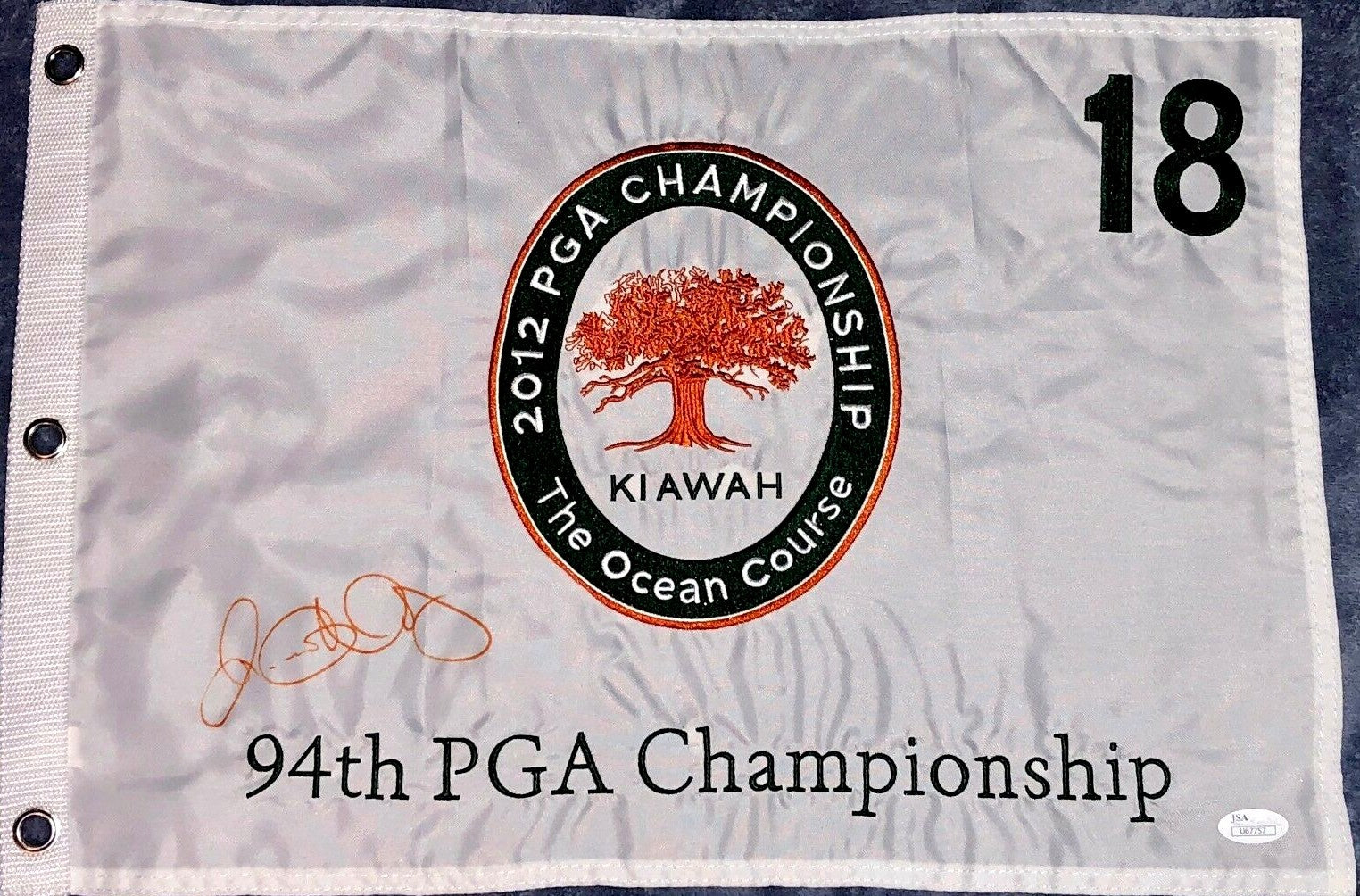 Rory McIlroy autographed 2012 PGA Championship Kiawah embroidered golf pin flag JSA