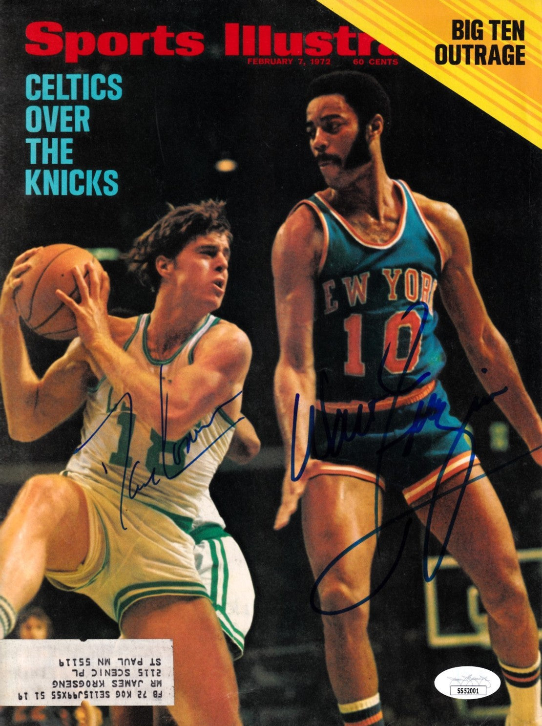 Dave Cowens and Walt Frazier autographed 1972 Sports Illustrated cover JSA