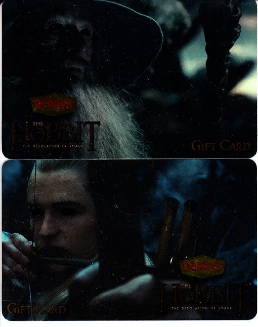 The Hobbit Desolation of Smaug movie Gandalf and Legolas Denny's 2013 gift cards (no value)