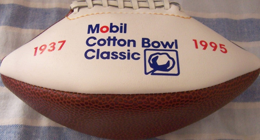 1995 Cotton Bowl mini souvenir football (USC 55 Texas Tech 14)