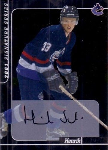 Henrik Sedin certified autograph Vancouver Canucks 2001 Be A Player card