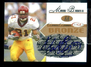 Marion Barber certified autograph Minnesota Golden Gophers 2005 SAGE H