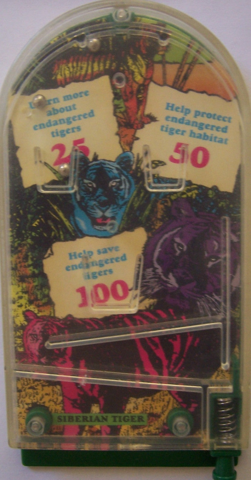 1993 Wendy's Endangered Tigers mini pinball toy or game