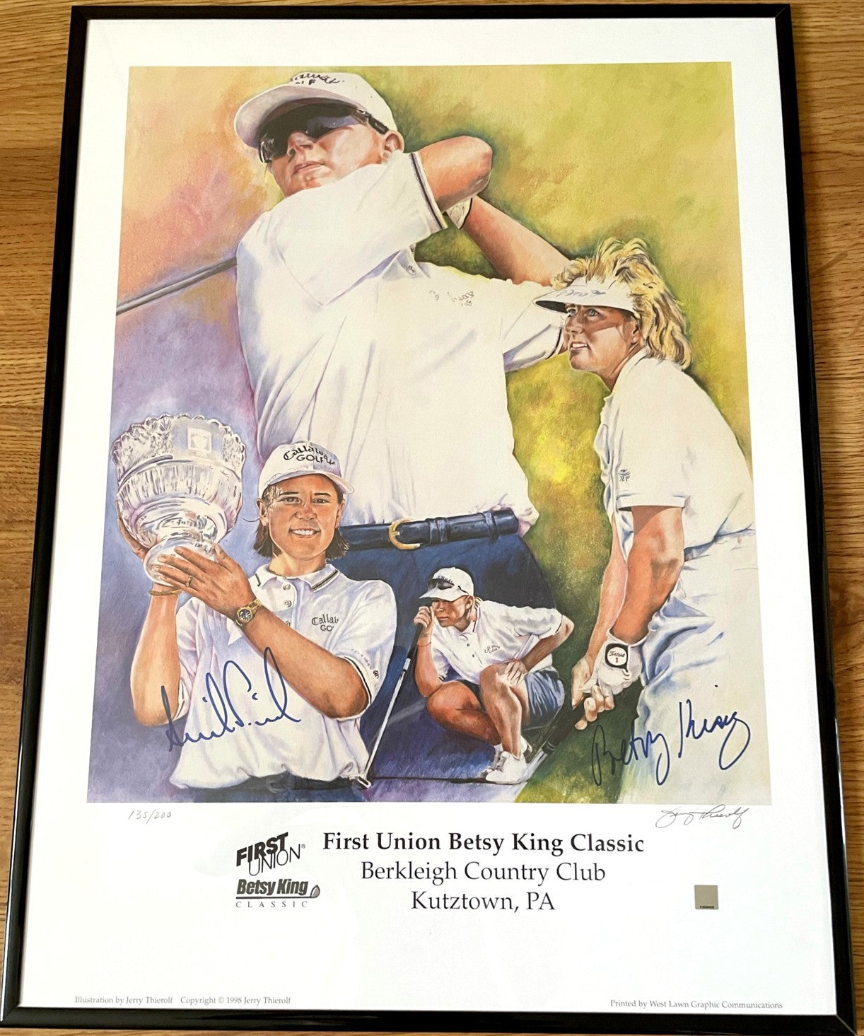 Annika Sorenstam and Betsy King autographed LPGA 18x24 lithograph framed ltd. edit. 200