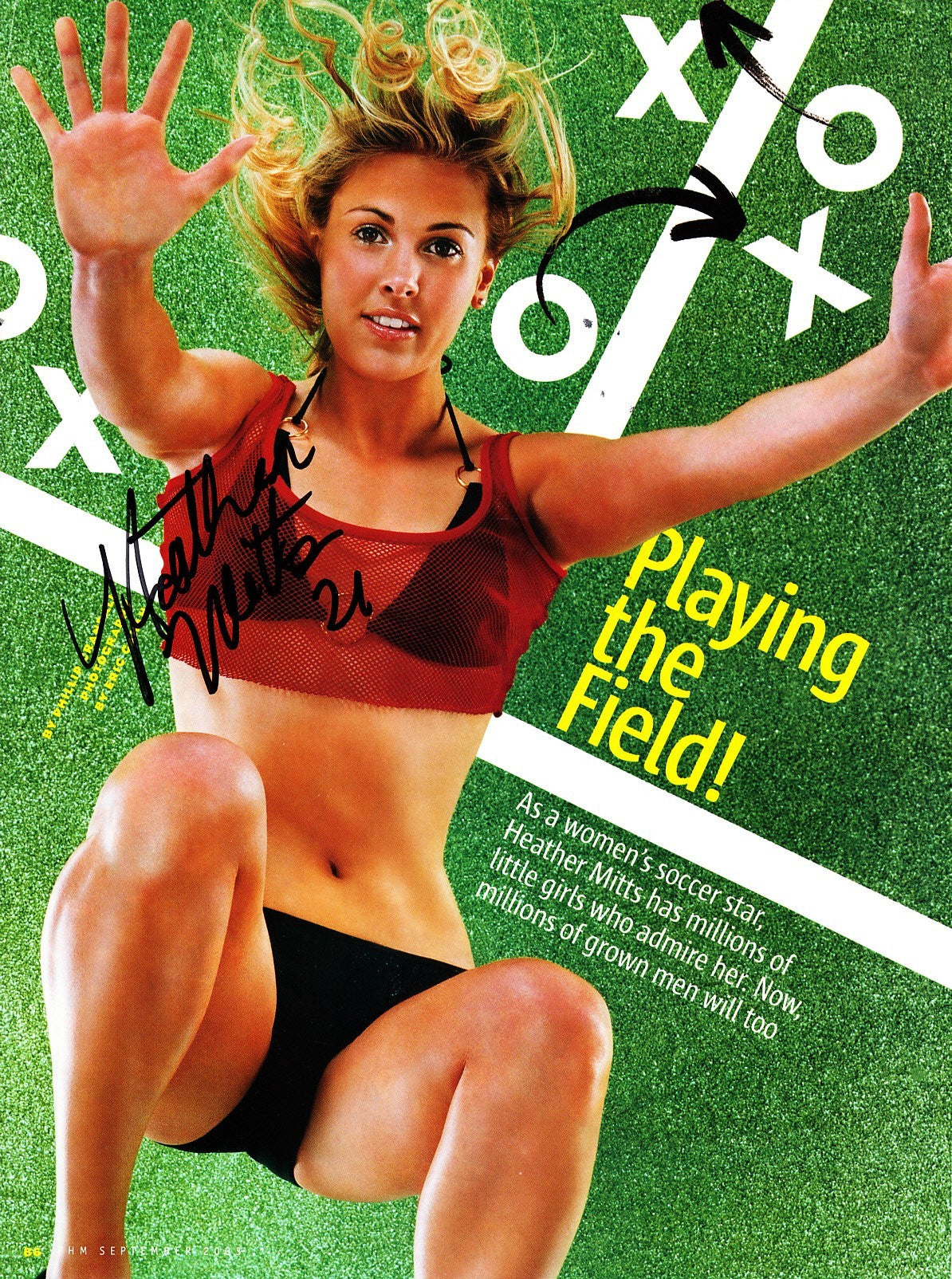 Heather Mitts autographed sexy 2003 FHM magazine photo