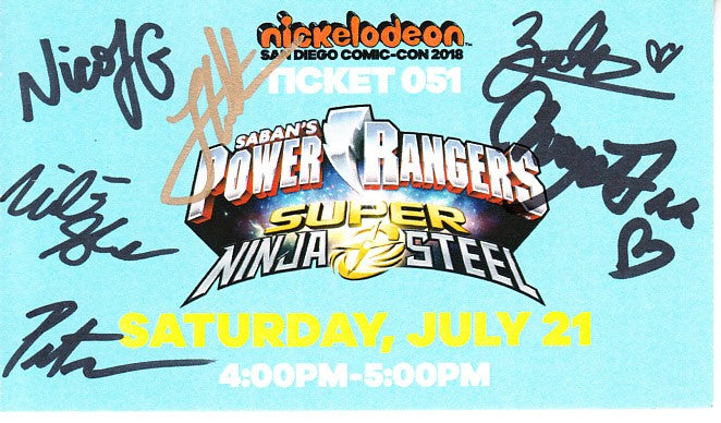 Power Rangers Super Ninja Steel cast autographed 2018 Comic-Con signing ticket (Peter Sudarso)