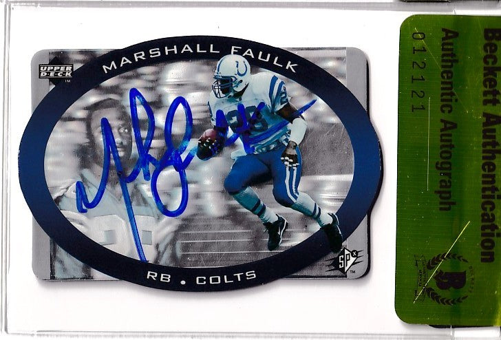 Marshall Faulk autographed Indianapolis Colts 1996 Upper Deck SPx hologram card BAS