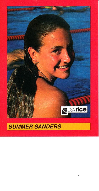 Summer Sanders 1992 USA Rice Council promo card RARE