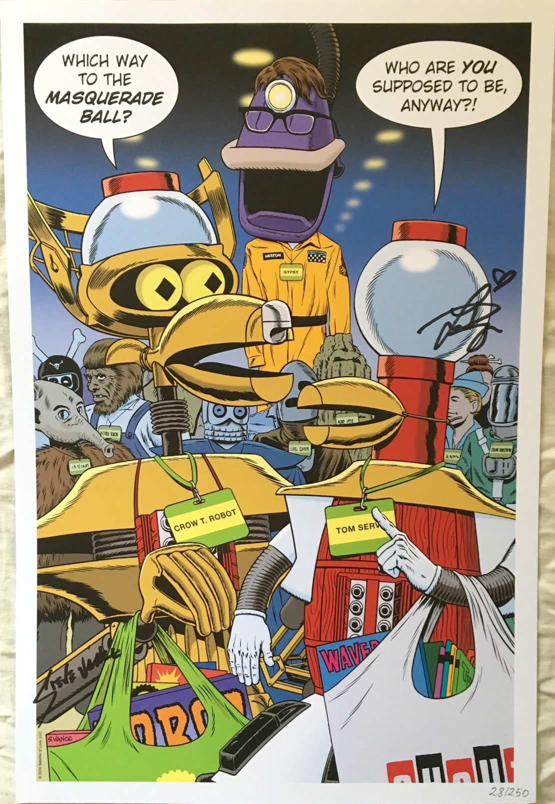 Felicia Day and Steve Vance autographed Mystery Science Theater 3000 2018 Comic-Con 11x17 lithograph #/250