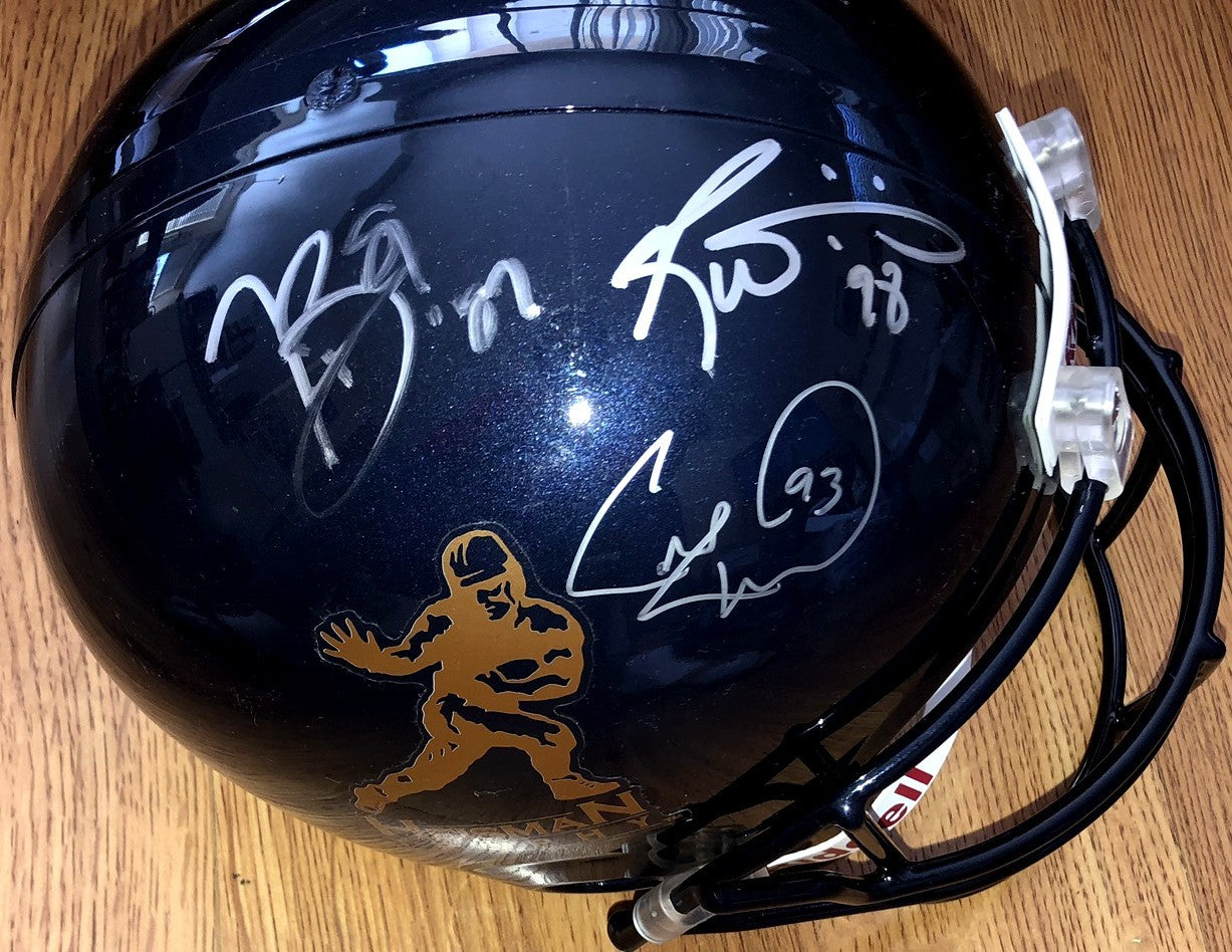 Tim Brown Charlie Ward Ricky Williams autographed Heisman logo full size helmet JSA