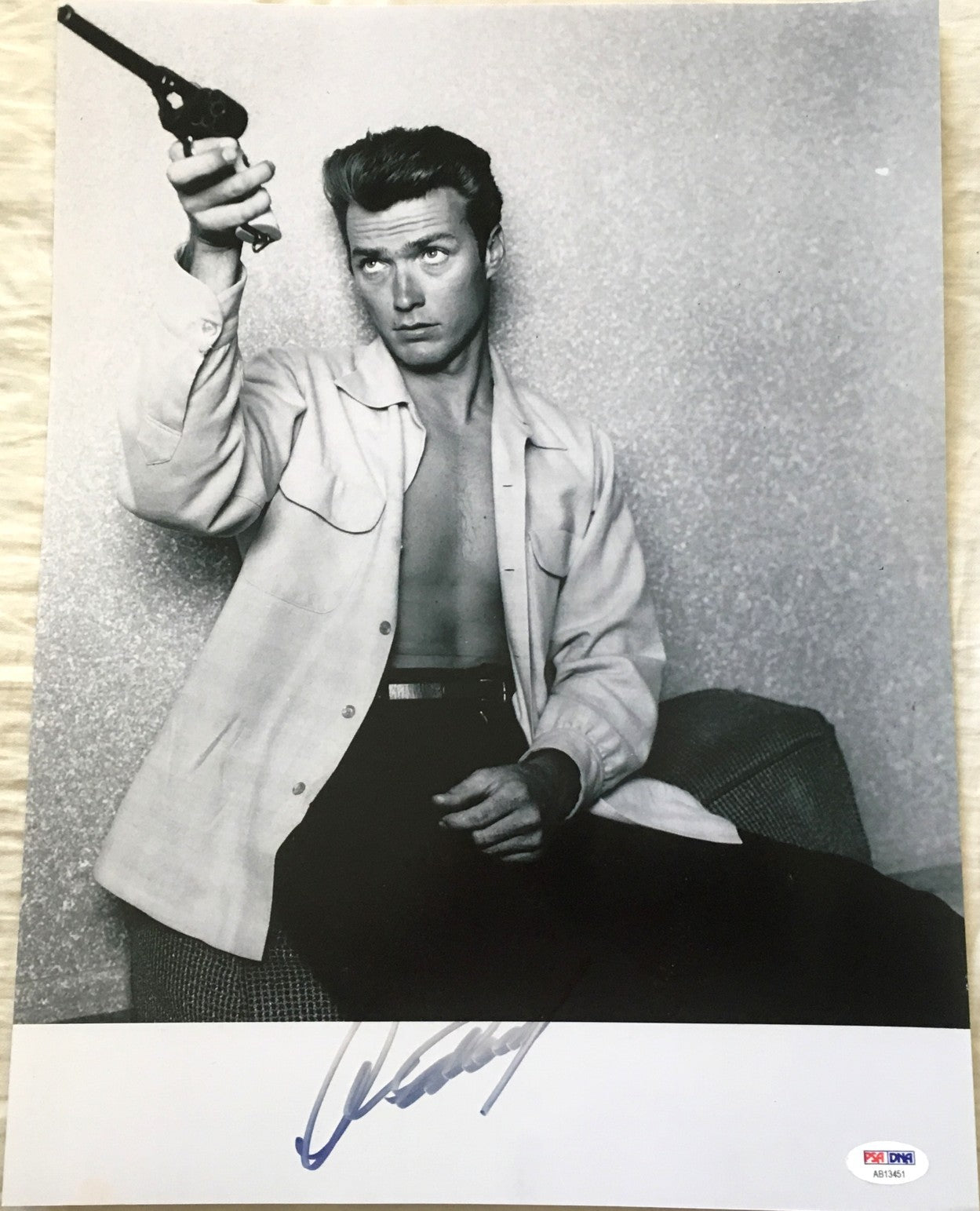 Clint Eastwood autographed vintage black and white 12x16 photo PSA/DNA