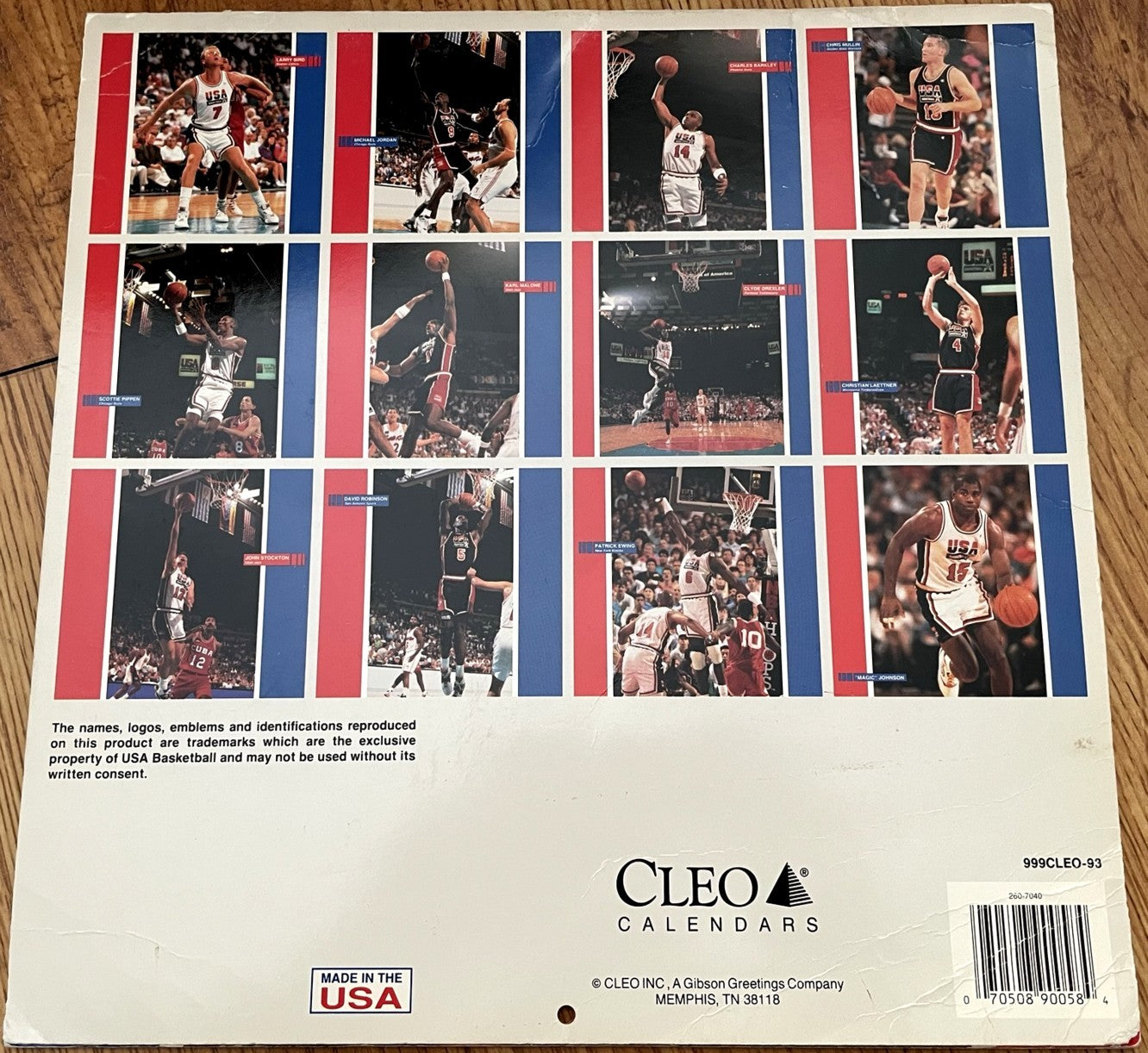 1992 USA Olympic Basketball Dream Team 1993 wall calendar (Michael Jordan)