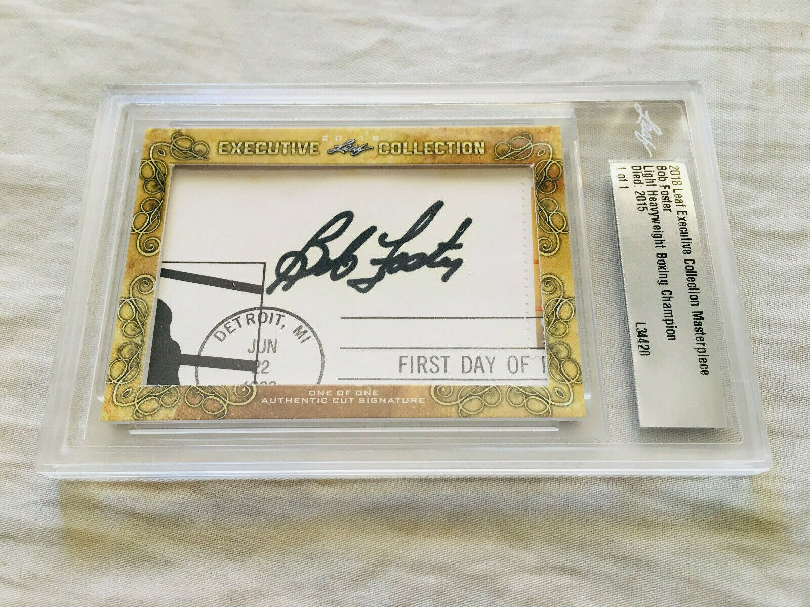Bob Foster 2018 Leaf Masterpiece Cut Signature certified autograph card 1/1 JSA