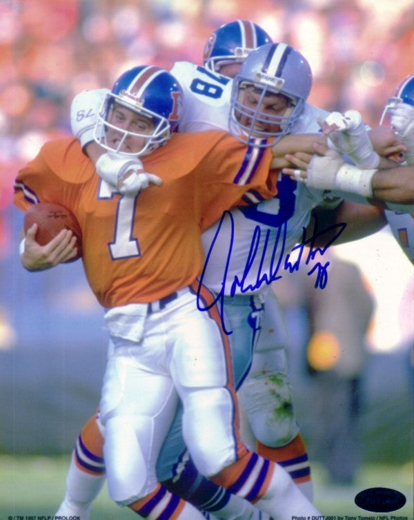 John Dutton autographed Dallas Cowboys 8x10 photo sacking John Elway