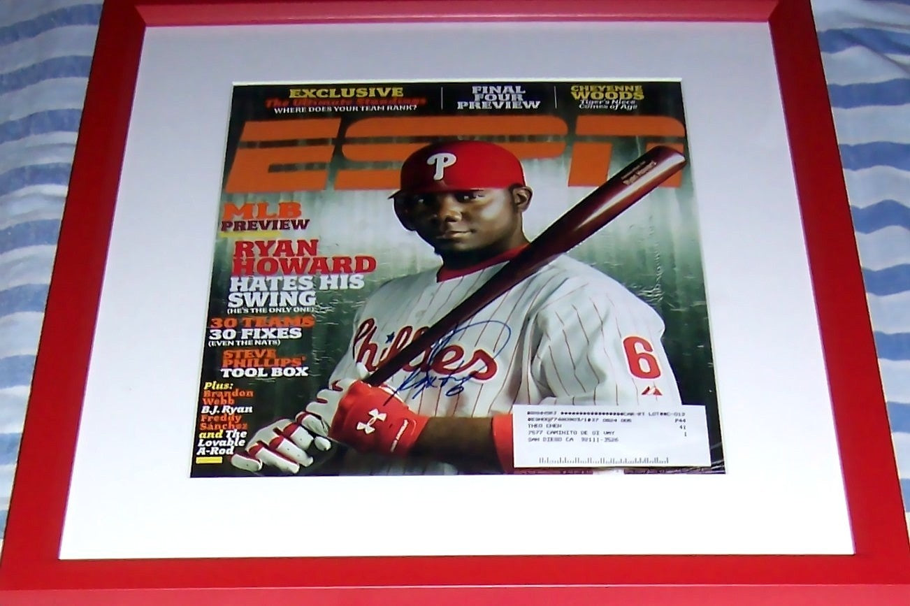 Ryan Howard autographed Philadelphia Phillies 2007 ESPN Magazine cover custom framed
