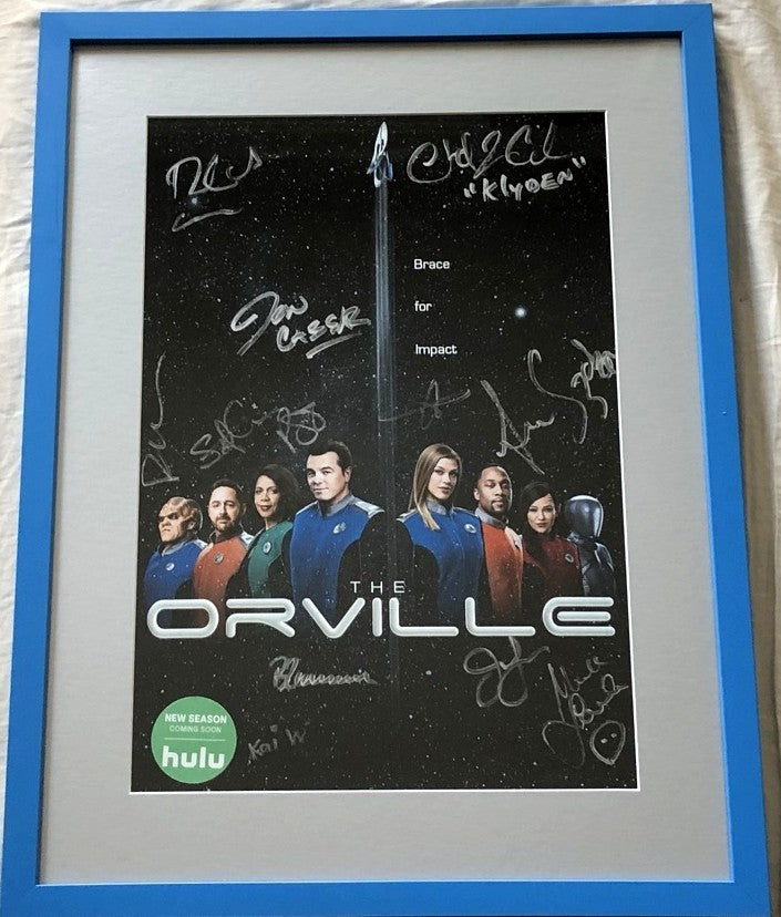 Orville cast autographed 2019 Comic-Con poster custom framed (Scott Grimes Peter Macon Adrianne Palicki)