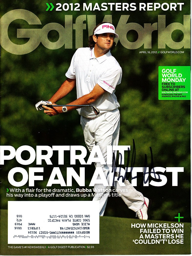 Bubba Watson autographed 2012 Masters Golf World magazine